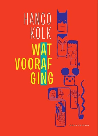 A red cover with the title and author on the left and stylised portraits of various famous characters on the right including Batman and Cinderella